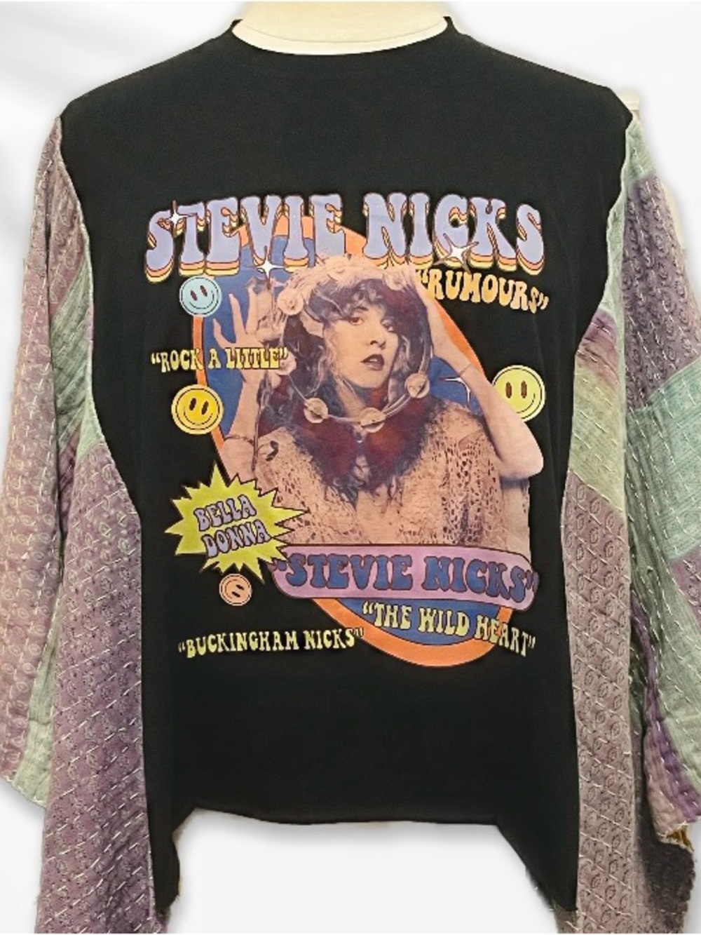 Custom Up-Cycle Stevie Nicks Graphic Pullover with Kantha Sleeves L-2X - Picture 3 of 16